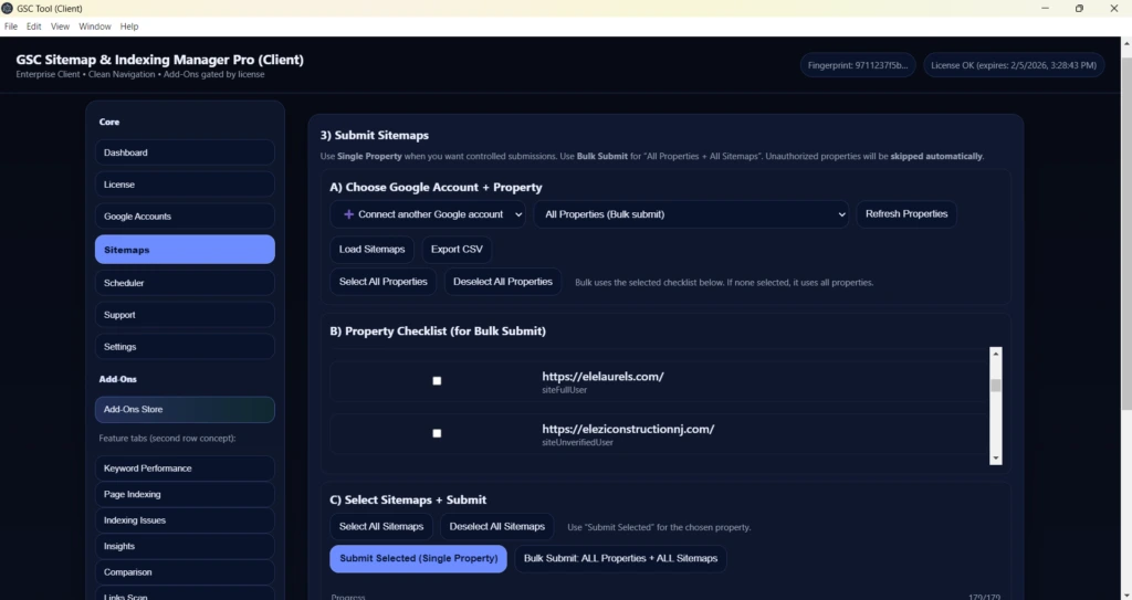 Technical SEO reports dashboard