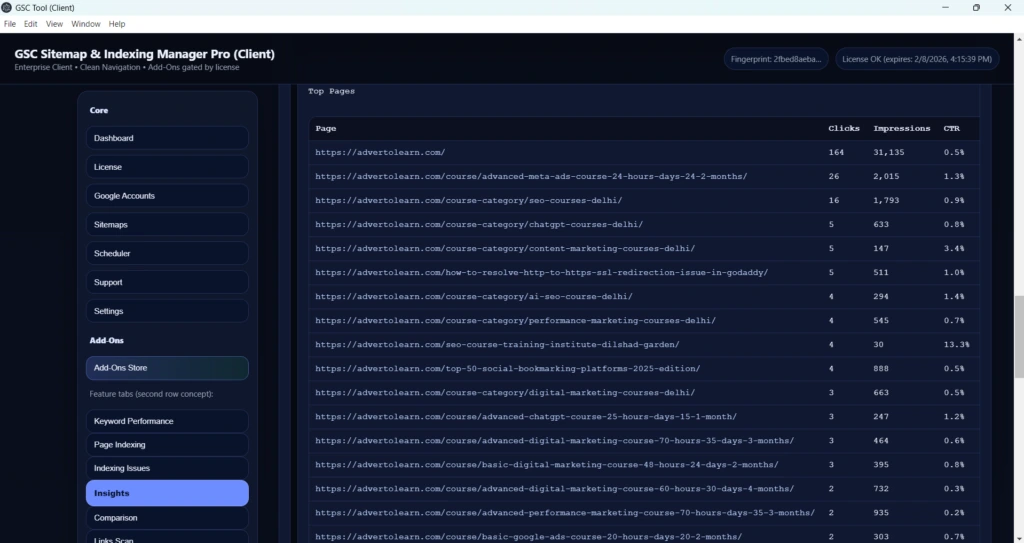 Page-Level Keyword Mapping in GSCProTool