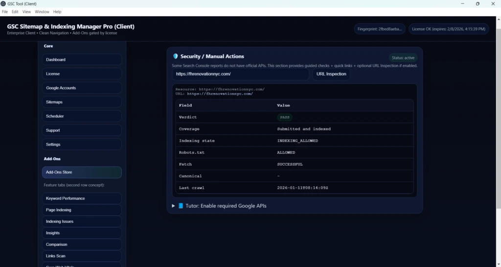 GSCProTool Add-Ons Status