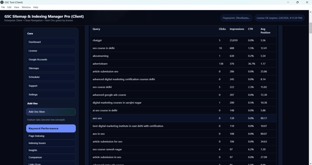google keyword search console gsc tool