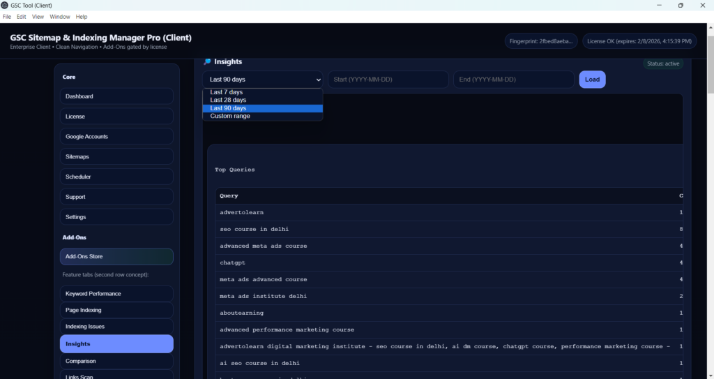 google webmaster keywords gsc tool